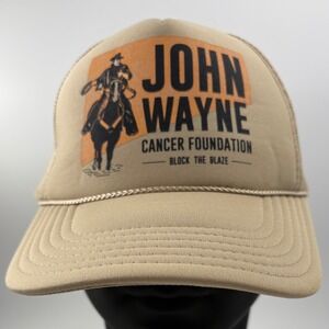 John Wayne Cancer Foundation Block The Blaze Trucker Hat Tan Snapback Otto Cap
